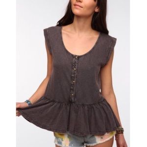 Urban Outfitters | Ecote Acid Wash Peplum Tee